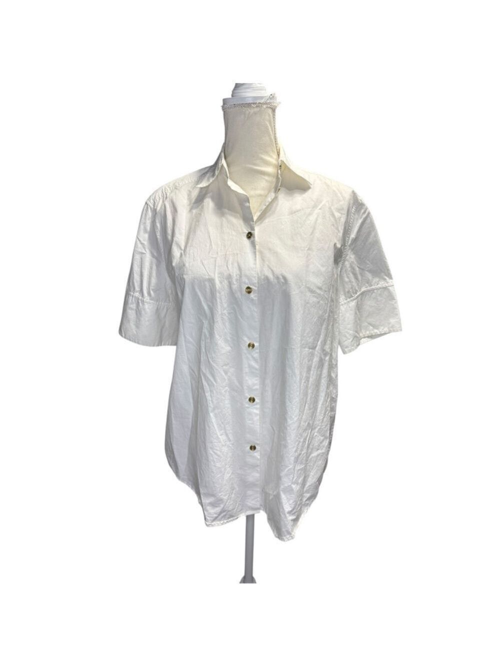 Women's Acne Studios Oversized White Short Sleeve Button Down Shirt